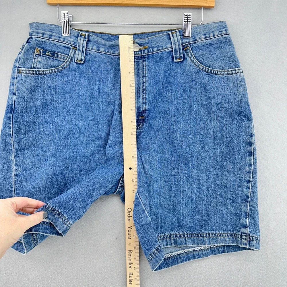VTG Lee Riders Womens Denim Shorts Jorts Blue Medium Wash High Rise Size 14 90s